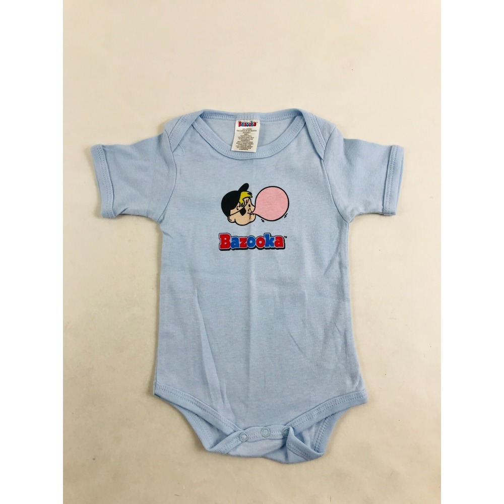Bazooka One Piece Baby Size Large 6-9 Months Baby Blue Bubble Gum bodysuit Snaps